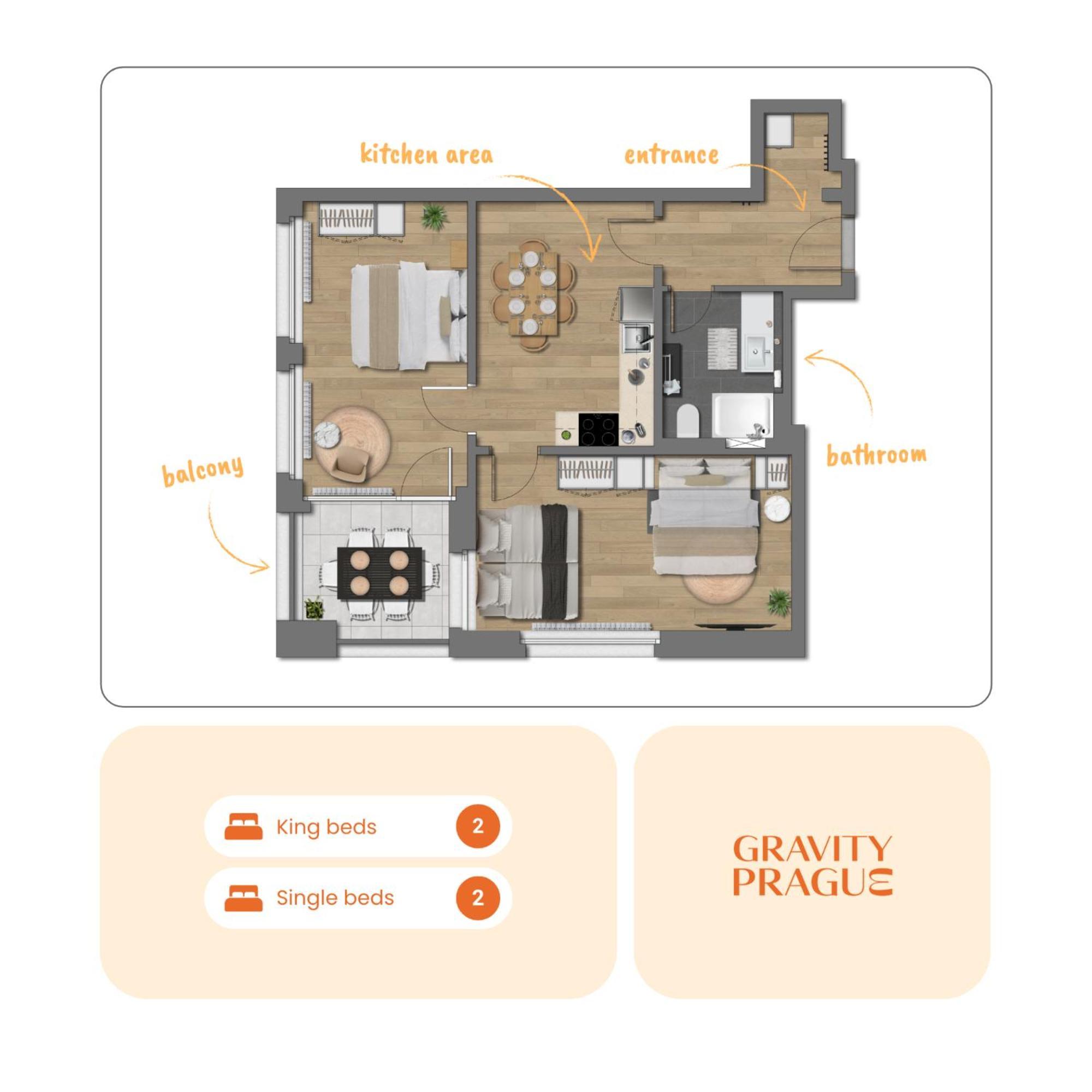 Bright 2Br - 4Th Floor, Balcony, Free Parking By Gravity Prague Apartment Exterior foto